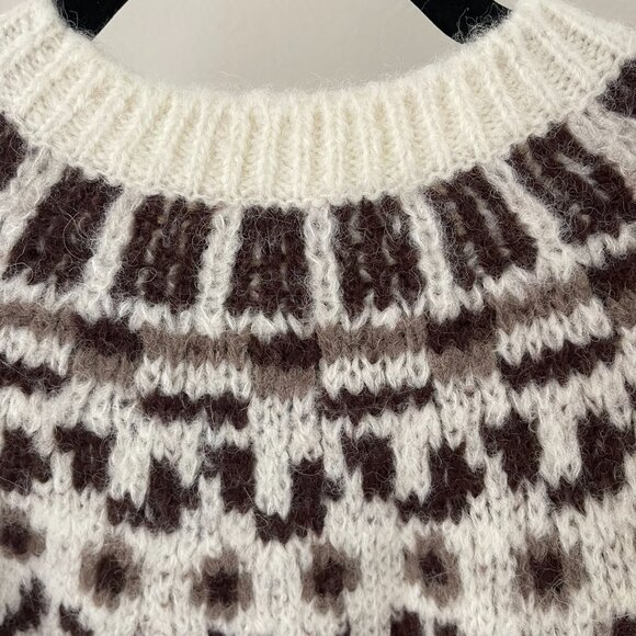FRAME NWT WHITE ALPACA FAIR ISLE SWEATER SIZE L - Picture 7 of 14